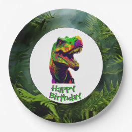 Plato De Papel Fiesta de cumpleaños de Dino-Mite