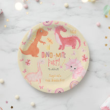 Fiesta de cumpleaños de dino rosa Dino-mite