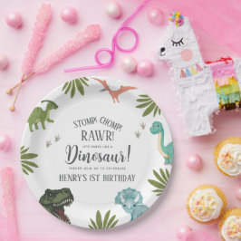Plato De Papel Fiesta de cumpleaños de Dinosaur