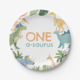 Plato De Papel Fiesta de cumpleaños de Dinosaur