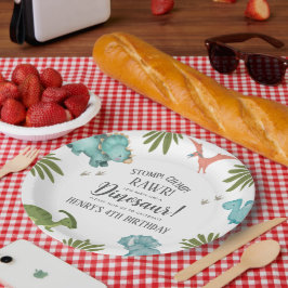 Plato De Papel Fiesta de cumpleaños de Dinosaur