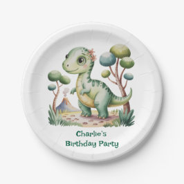 Plato De Papel Fiesta de cumpleaños de Dinosaur Adventure Boy