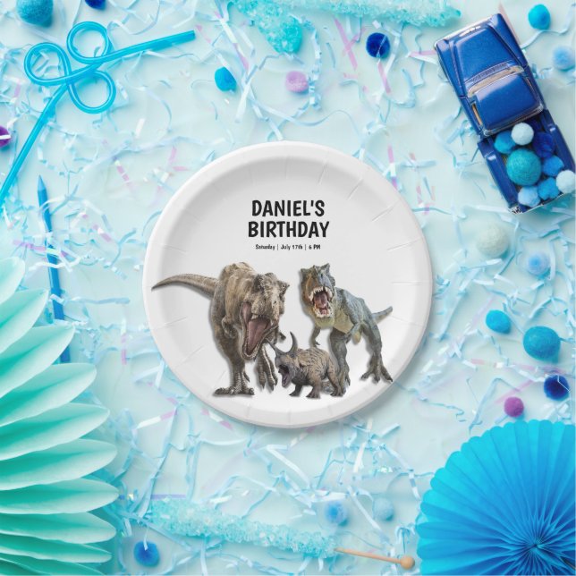 Plato De Papel Fiesta de cumpleaños de Dinosaur Printable, Fiesta (Fiesta)