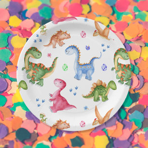 Plato De Papel Fiesta de cumpleaños de Dinosaur Stomp Chomp Rawr