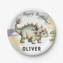 Fiesta de cumpleaños de dinosaurios acuarela para