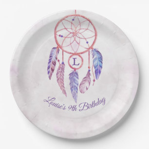 Plato De Papel Fiesta de cumpleaños de Dreamcatcher Sleepover