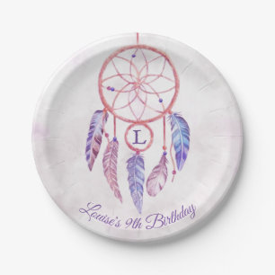 Plato De Papel Fiesta de cumpleaños de Dreamcatcher Sleepover