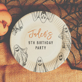 Plato De Papel Fiesta de Cumpleaños de Fantasmas de Halloween par