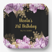 Fiesta de Cumpleaños de Flores Lilas y Doradas Ele
