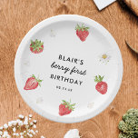 Plato De Papel Fiesta de cumpleaños de fresa Berry Sweet Birthday<br><div class="desc">Fresa Berry Sweet Birthday Party Plates</div>
