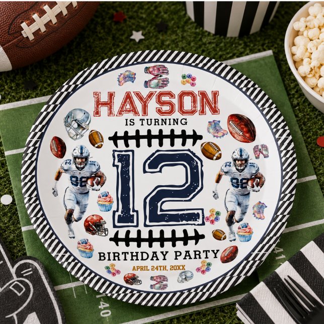 Plato De Papel Fiesta de cumpleaños de fútbol para niños (Boys Football Sports Birthday Party Paper Plates)