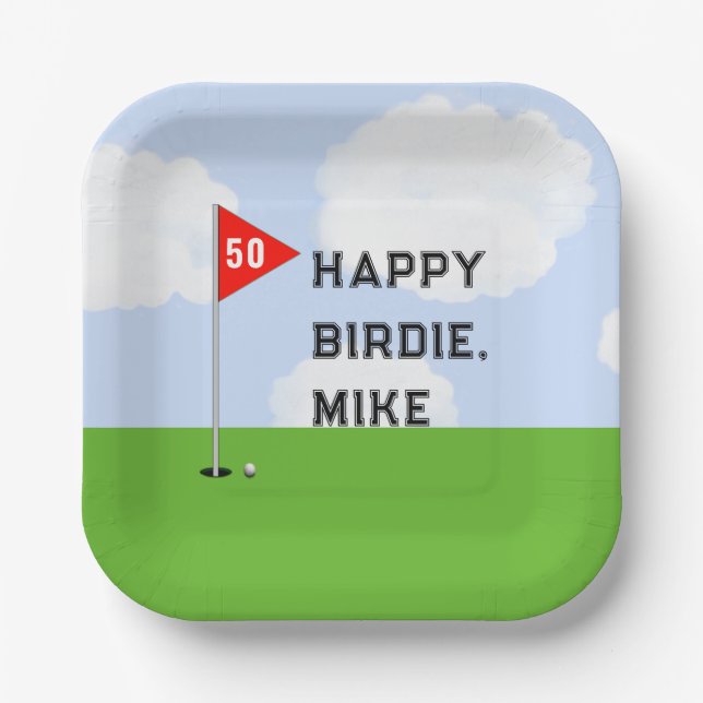 Plato De Papel Fiesta de cumpleaños de golf (Anverso)