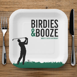 Plato De Papel Fiesta de cumpleaños de golf para adultos: Birdies