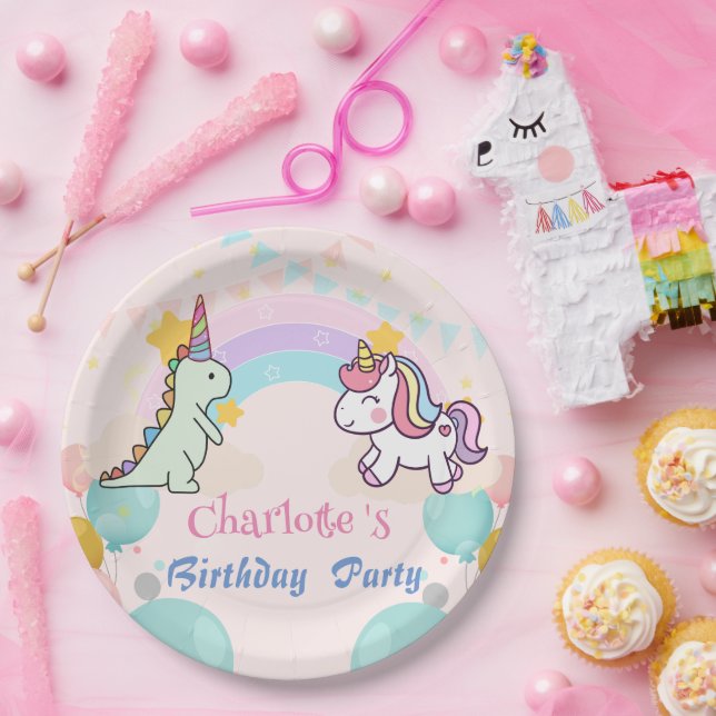 Plato De Papel Fiesta de cumpleaños de gradiente de arcoiris de D (Fiesta)