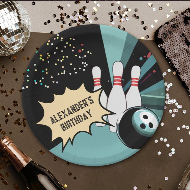 Plato De Papel Fiesta de cumpleaños de Guay Retro Bowling Pin Con (Subido por el creador)