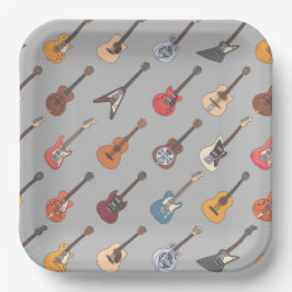 Plato De Papel Fiesta de cumpleaños de guitarra