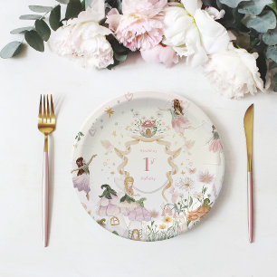 Plato De Papel Fiesta de cumpleaños de hadas florales mágicas