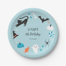 Plato De Papel Fiesta de cumpleaños de Halloween Azul