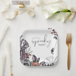 Plato De Papel Fiesta de cumpleaños de Halloween con fantasía flo