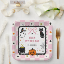 Fiesta de cumpleaños de Halloween de gingham rosa