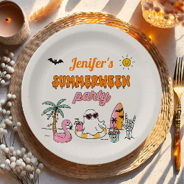 Plato De Papel Fiesta de Cumpleaños de Halloween en Piscina de Ve