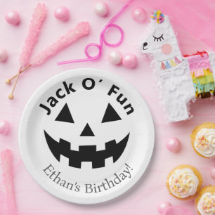Plato De Papel Fiesta de cumpleaños de Halloween Jack O' Fun Pu
