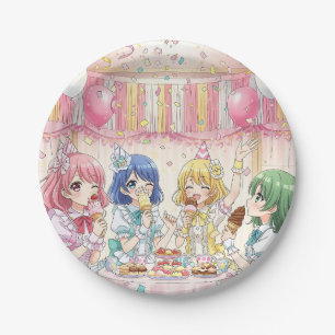 Plato De Papel Fiesta de Cumpleaños de Helado de Chica de Anime A
