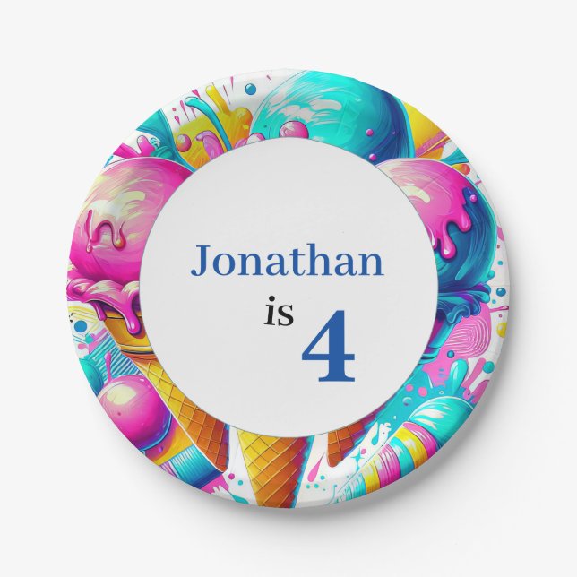 Plato De Papel fiesta de cumpleaños de helados (Anverso)