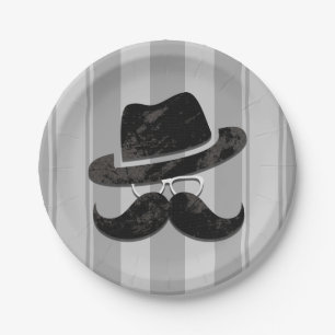 Plato De Papel Fiesta de Cumpleaños de Hipster Bigote Gafas Sombr