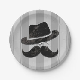Plato De Papel Fiesta de Cumpleaños de Hipster Sr. Bigote Sombrer
