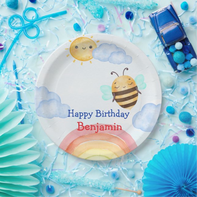 Plato De Papel Fiesta de cumpleaños de la abeja de miel de Cute (Fiesta)