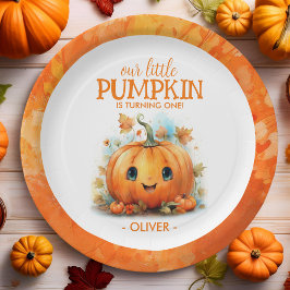 Plato De Papel Fiesta de cumpleaños de la calabaza pequeña