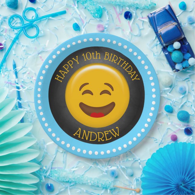 Plato De Papel Fiesta de cumpleaños de la Emoji Cuta (Fiesta)