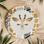 Plato De Papel Fiesta de cumpleaños de la jirafa salvaje del safa<br><div class="desc">Fiesta de cumpleaños de jirafa de safari salvaje Placas de papel disponibles para artículos coincidentes.</div>