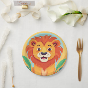 Plato De Papel Fiesta de cumpleaños de la jungla salvaje de Cute 