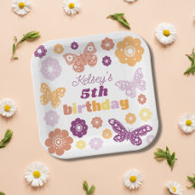 Fiesta de cumpleaños de la mariposa retro