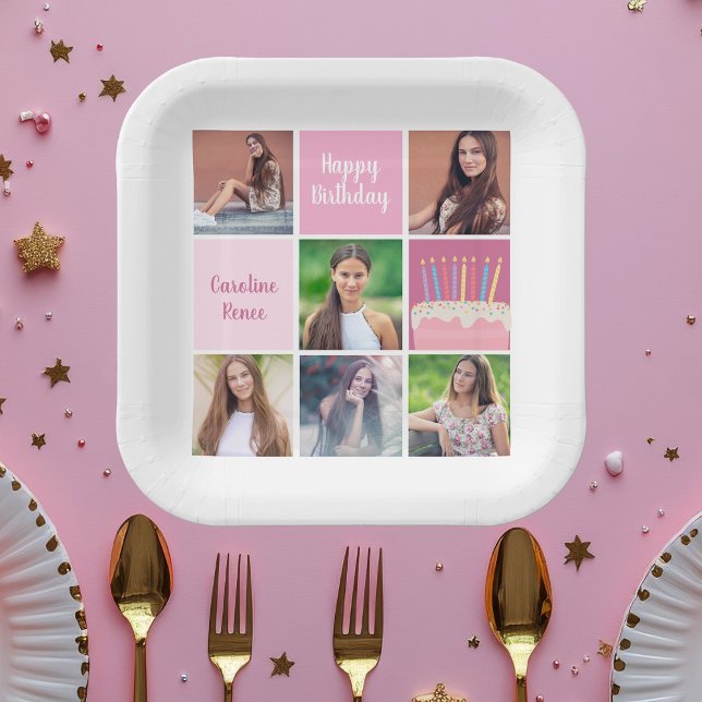 Plato De Papel Fiesta de cumpleaños de la Personalizado de Collag (Subido por el creador)