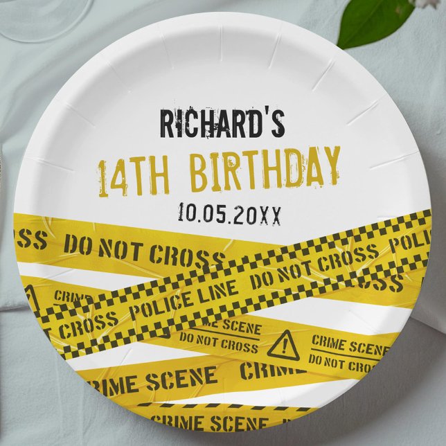 Plato De Papel Fiesta de cumpleaños de la policía con no cruzar (Subido por el creador)