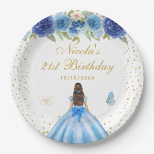 Plato De Papel Fiesta de Cumpleaños de la Princesa de Cabello Mor