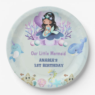 Plato De Papel Fiesta de cumpleaños de la sirena mágica