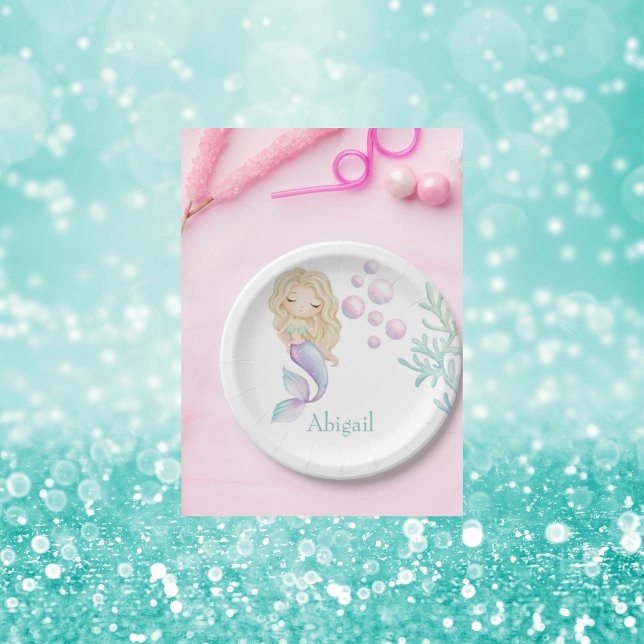 Plato De Papel Fiesta de Cumpleaños de la Sirena Personalizada (Subido por el creador)