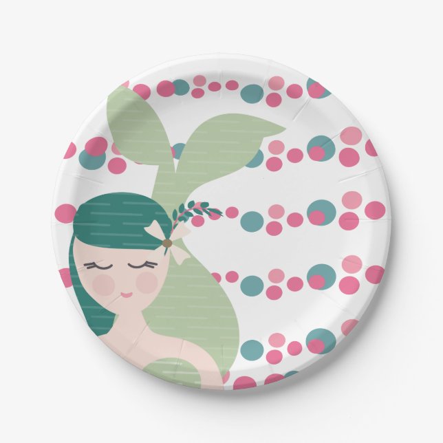 Plato De Papel Fiesta de cumpleaños de las chicas acuáticas de Cu (Anverso)