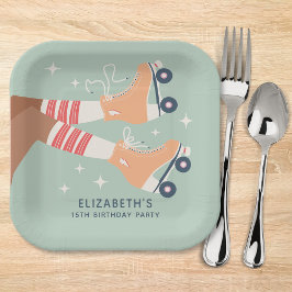 Plato De Papel Fiesta de cumpleaños de las niñas de patinaje sobr