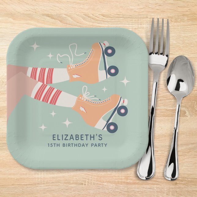 Plato De Papel Fiesta de cumpleaños de las niñas de patinaje sobr (Subido por el creador)