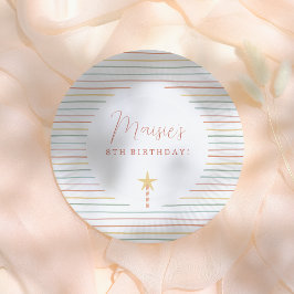 Plato De Papel Fiesta de cumpleaños de las velas de arcoiris y de