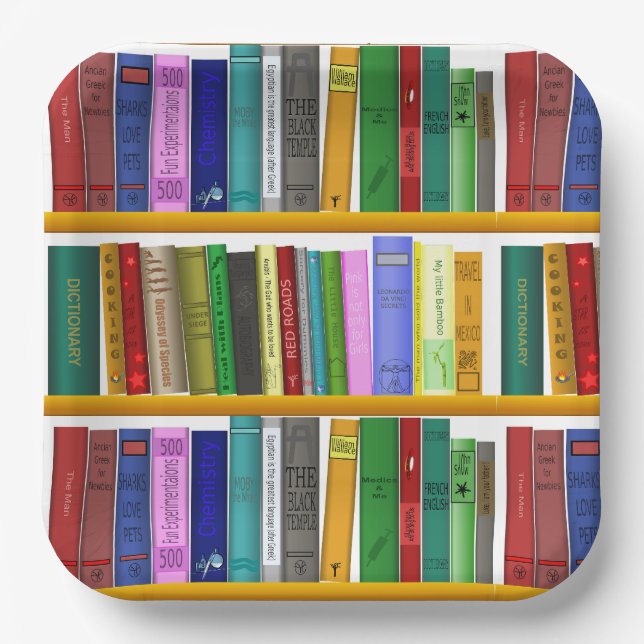 Plato De Papel Fiesta de cumpleaños de libros (Anverso)