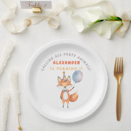 Plato De Papel Fiesta de cumpleaños de Little Fox