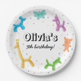 Plato De Papel Fiesta de cumpleaños de los animales con globos de