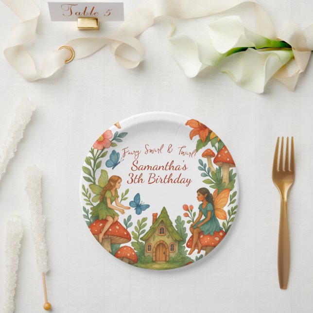 Plato De Papel Fiesta de cumpleaños de los Jardín de Hadas Mágica (Boda)