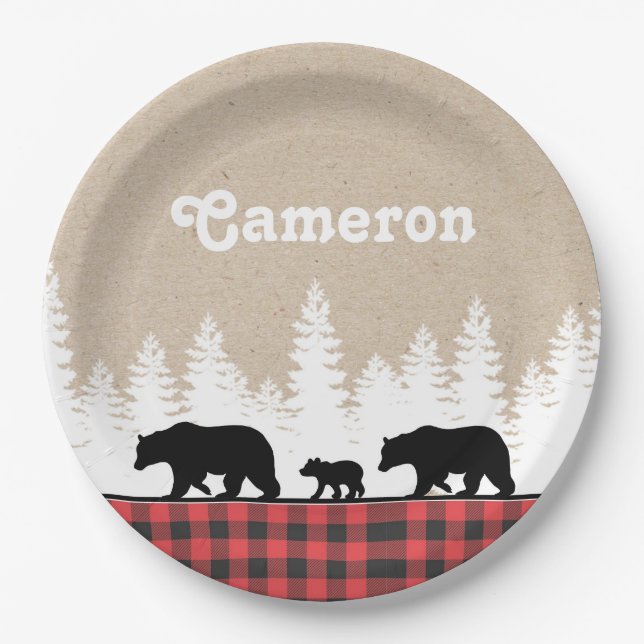 Plato De Papel Fiesta de cumpleaños de los ositos (Anverso)